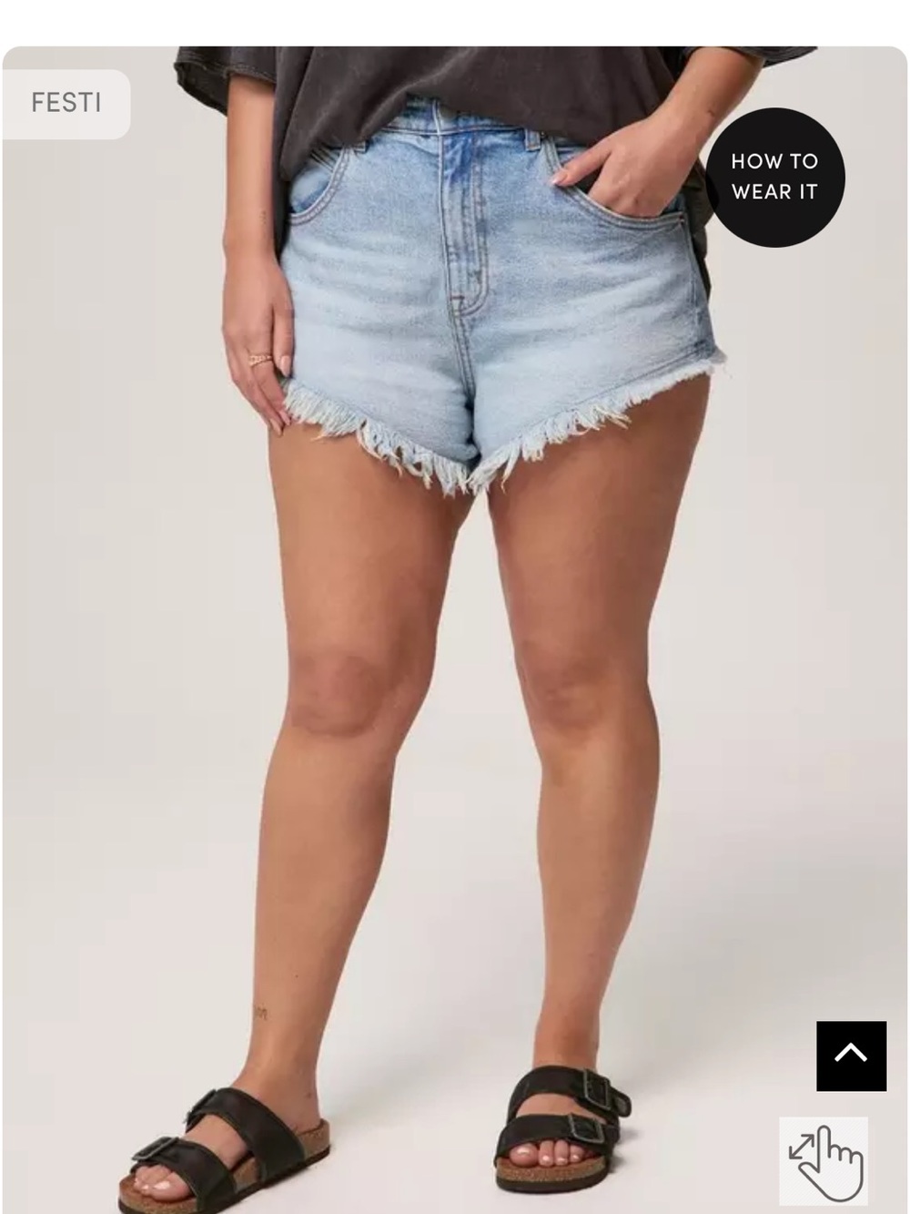 Festi 3'' Ultra High-Rise Cheeky Denim Short, Size 18 - Picture 6 of 7